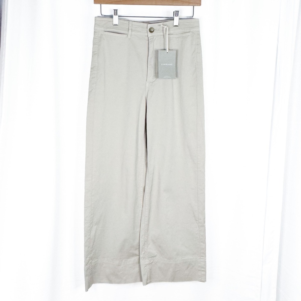Everlane Lightweight Wide Leg Crop Chino Pants Size 2 Sand Khaki NWT
